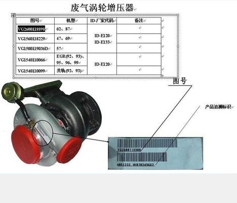 Sinotruk HOWO Turbo Wd615.47 Motor Vg1560118229 için çelik gövde ETS bileşen kompresörü